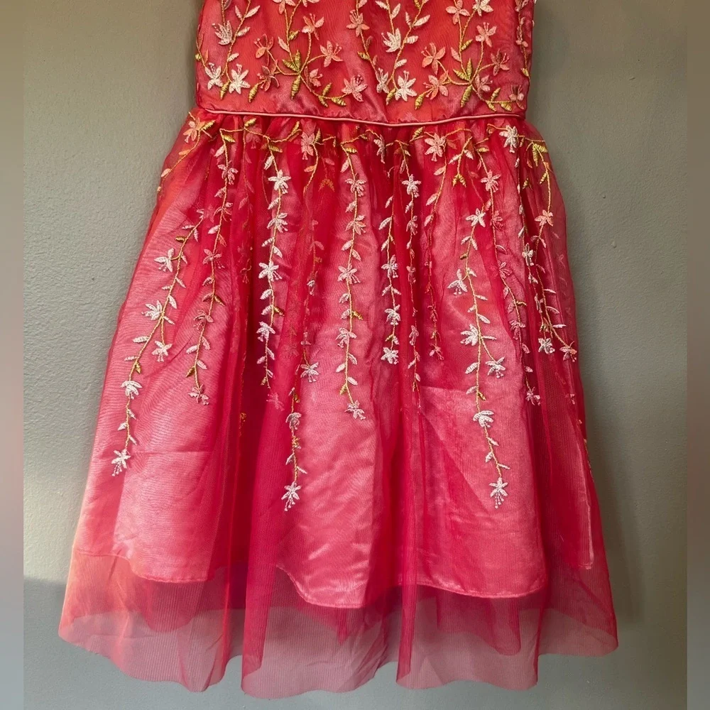 Joan Michelle embroidered Pink fashion party Dress for girls/size 5